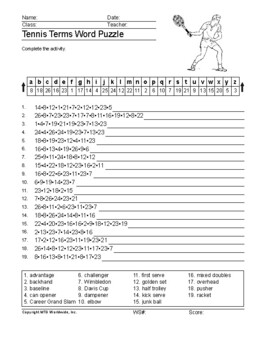 tennis terms word search worksheet and vocabulary puzzles by lesson machine