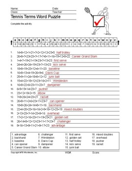 tennis terms word search worksheet and vocabulary puzzles by lesson machine