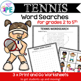 Tennis Word Search Puzzles