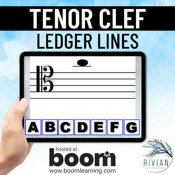 Preview of Tenor Clef Ledger Line Pitch Identification Music Theory Boom Cards