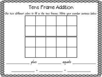 Tens Frame Addition by Mrs D'Arsie | Teachers Pay Teachers