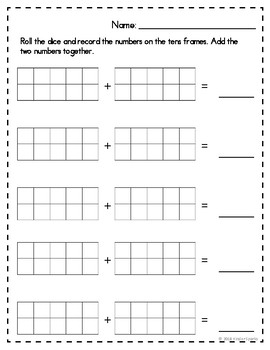 Tens Frame Dice Recording Sheet by Kinder Sparks | TpT