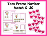 Tens Frame Number Match 0-20 Math Center - Valentine Bees