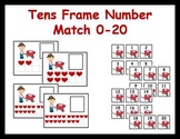 Tens Frame Number Match 0-20 Math Center - Valentine Hearts
