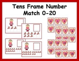 Tens Frame Number Match 0-20 Math Center - Valentine's Day Theme