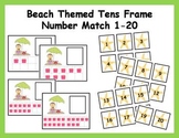 Tens Frame Number Match 1-20 Math Center - Beach Theme