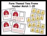 Tens Frame Number Match 1-20 Math Center - farm theme