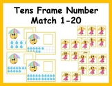 Tens Frame Number Match 1-20 Math Center - rainy weather theme