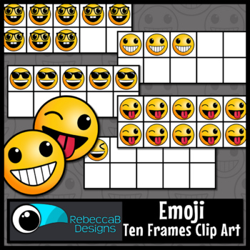 Preview of Emoji Ten Frames Emotions Clip Art