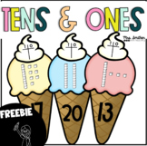 Tens & Ones Practice - Primary Math Center with Ice Cream 