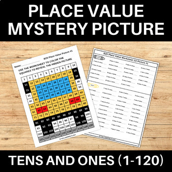 Preview of Tens and Ones 1-120 Place Value 120 Chart Mystery Picture Back to School Bus