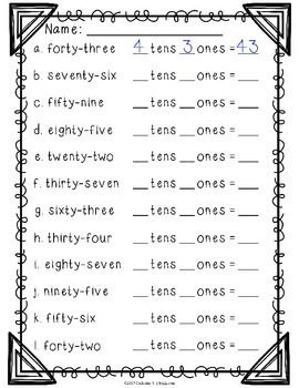 Tens and Ones Worksheets by Catherine S | Teachers Pay Teachers