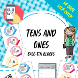Tens and Ones Base-Ten Blocks QR Codes Task Cards