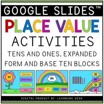 Preview of Tens and Ones Base Ten Blocks and Expanded Form Place Value Google Slides