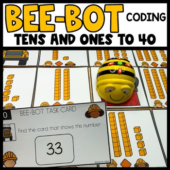 Preview of BeeBot Coding Activity Counting Tens and Ones Coding Games Bee Bot Printables