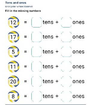 Tens And Ones Decomposition Worksheets For Kindergarten Math 