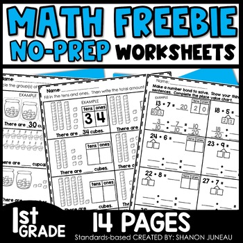 Preview of Tens and Ones 1st Grade Math Review Worksheets Comparing Numbers Place Value
