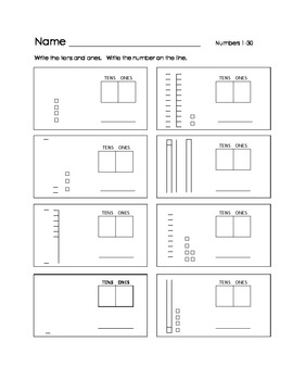 Tens and Ones Numbers 1-30 by Fred | Teachers Pay Teachers