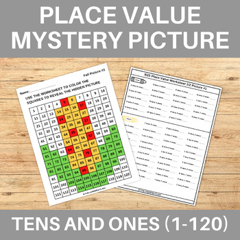 Preview of Tens and Ones Place Value 120 Chart Mystery Picture Fall Corn