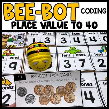 Preview of Bee Bot Printables Mat Place Value Tens and Ones BeeBots & Blue Bot Coding Mat
