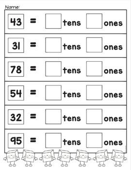 Tens and Ones Place Value Worksheets by From the Pond | TpT