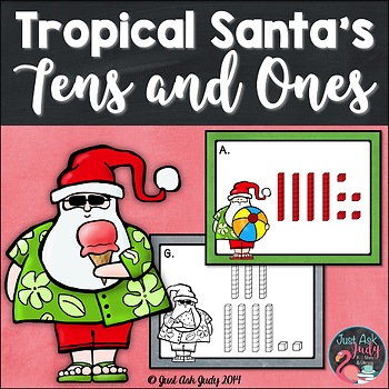 Preview of Place Value Activity Tropical Santa's Tens and Ones