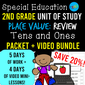 Preview of Tens and Ones - Video & Packet BUNDLE: 2nd Grade Math for Special Education