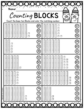 Tens and Ones Worksheets - Place value up to 99 (Base Ten Blocks)