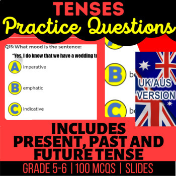 Preview of Tenses Editable Presentations: Past and Present, Future UK/AUS Spelling Year 6-7