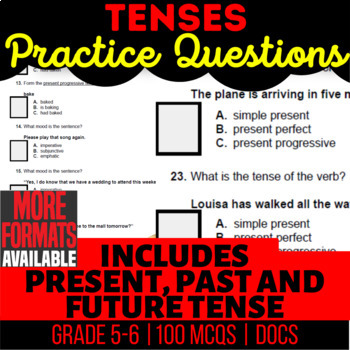 Preview of Tenses Google Docs Worksheets | Past Present Future Tense | Digital Resources