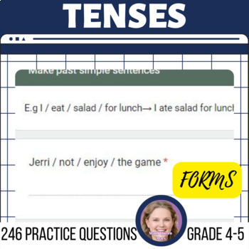 Preview of Tenses Google Self Grading Forms Past Present Future Grade 4-5 Digital Resources