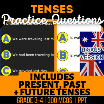 Preview of Tenses Interactive Review Past Present Future Tense UK/AUS English Year 4-5