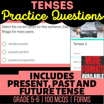 Preview of Tenses Language Arts Homework | Present Past Future Verbs | Google Forms