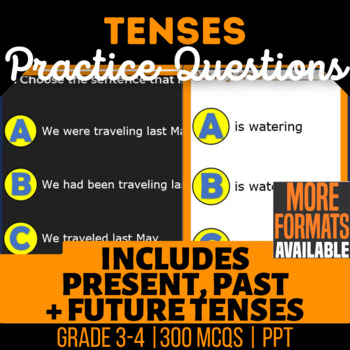 Preview of Tenses PowerPoints | Past Present Future Multiple Choice Questions 3rd-4th Grade