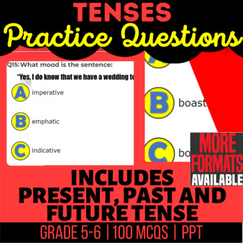 Preview of Tenses PowerPoints Past Present Future Multiple Choice Questions 5th-6th Grade