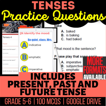 Preview of Past Present Future Tenses Review Worksheets Docs Slides Forms Digital Resource