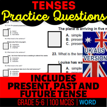 Preview of Tenses Workbook: Past and Present, Future UK/AUS Spelling Year 6-7
