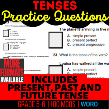 Preview of Tenses Worksheets: Past and Present, Future Tense 5th-6th Grade (Word)