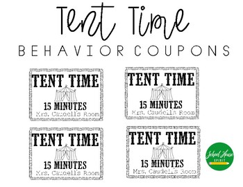 Preview of Tent Time - Behavior Coupons - Editable