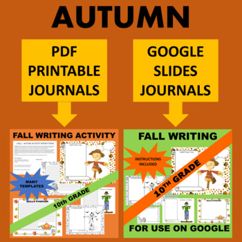 Preview of Tenth 10th Grade Sophomore Fall Autumn Writing - Google & Paper Combo Bundle