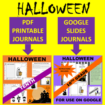 Preview of Tenth 10th Grade Sophomore Halloween Writing - Google & Paper Combo Bundle