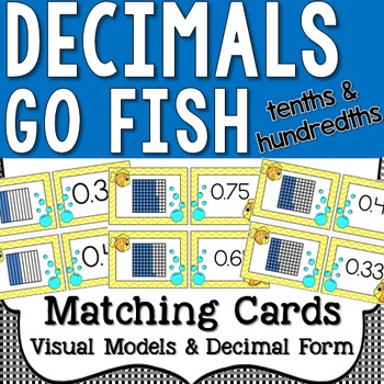 Preview of Tenths and Hundredths - Decimal Form and Models Go Fish Matching Cards