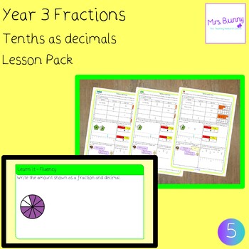 Preview of Tenths as decimals lesson (Year 3 Fractions)