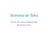 Teorema de Tales - 9 ano Matemática