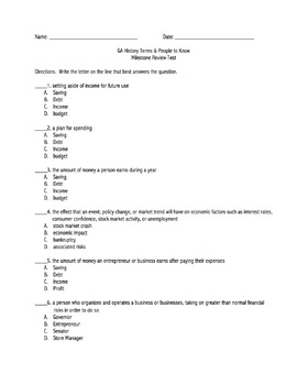 terms people 8th grade ga history milestone review testkey by