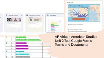 Preview of Terms and Documents Tests for AP African American Studies Unit 2