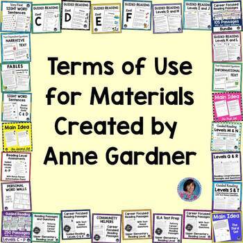 Preview of Extended Terms of Use for Resources from Anne Gardner's Educational Materials