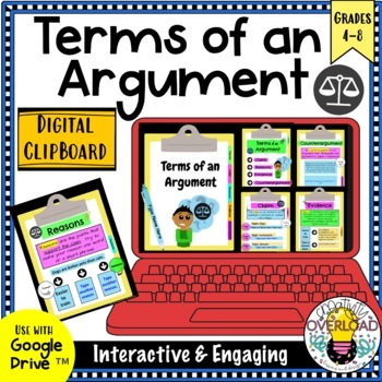 Preview of Terms of an Argument: Google Slides Digital Notebook|Editable & CCSS Aligned