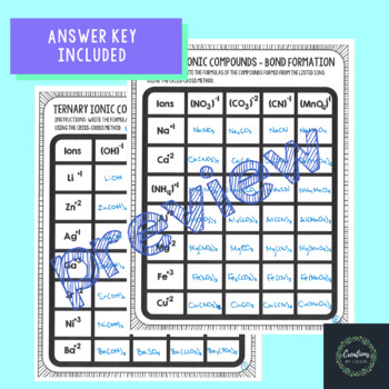 Ternary Ionic Pounds Bond Formation Worksheet Key Included