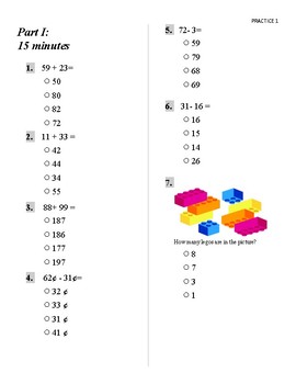 Terra Nova Math Computation Practice 2nd grade Set 1 (1-5)